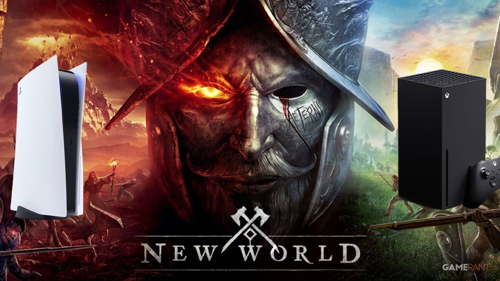 new world background with ps5 (playstation 5) and xsx (xbox series x)