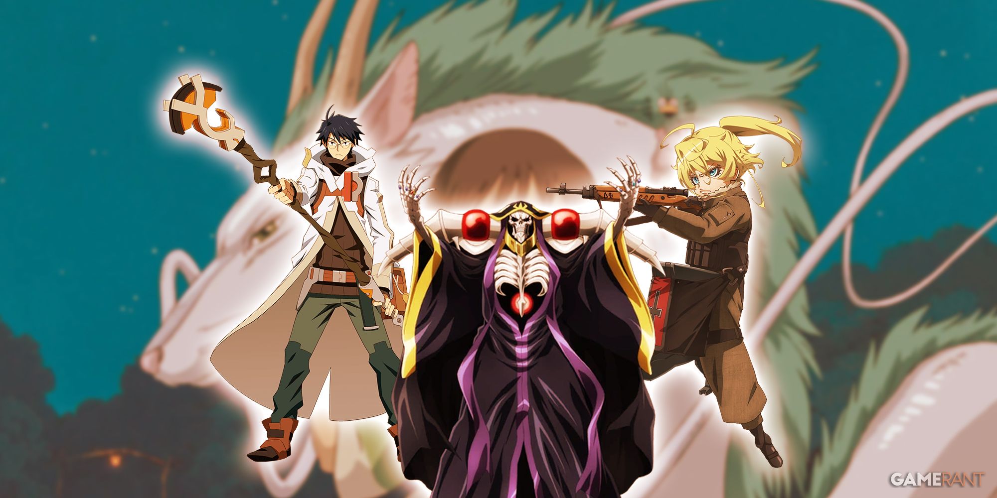 Wizards In Isekai Anime Log Horizon Shiroe, Overlord Ainz Ooal Gown, Saga of Tanya the Evil Tanya Degurechaff