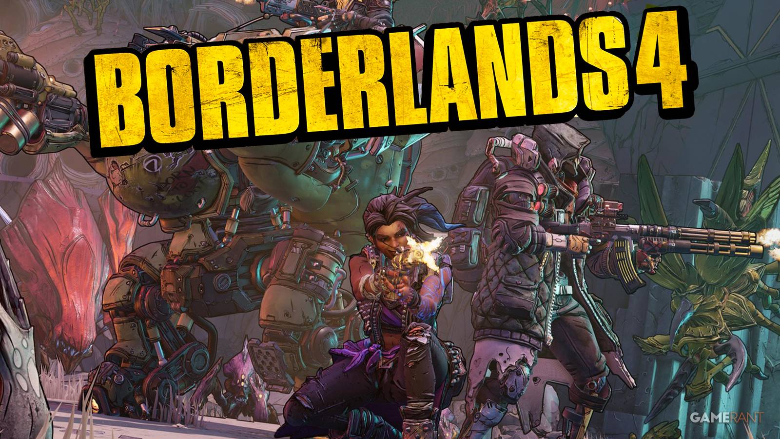 Borderlands 4 logo mockup over Borderlands 3 promo screenshot