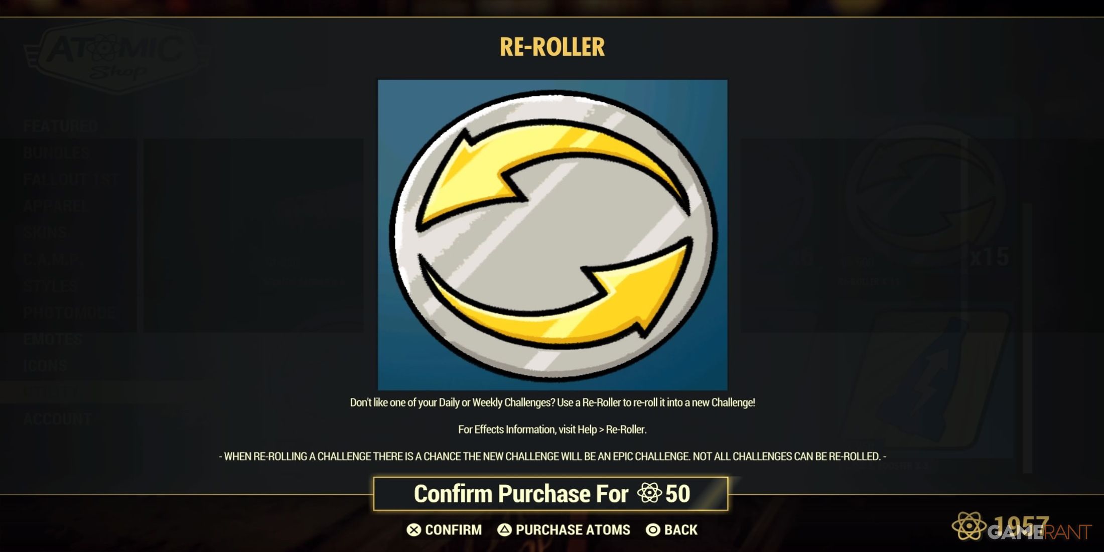 Challenge Re-Roller in Fallout 76