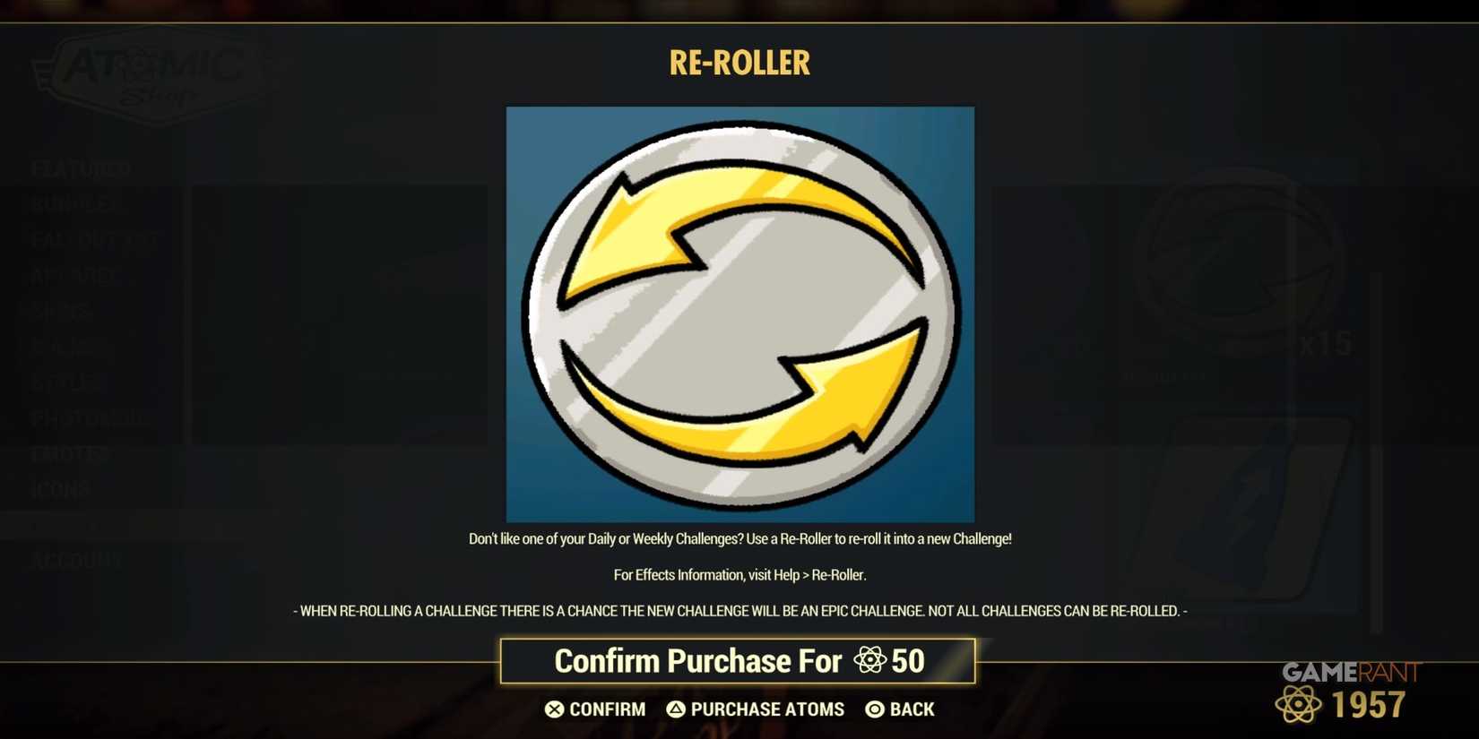 Challenge Re-Roller in Fallout 76