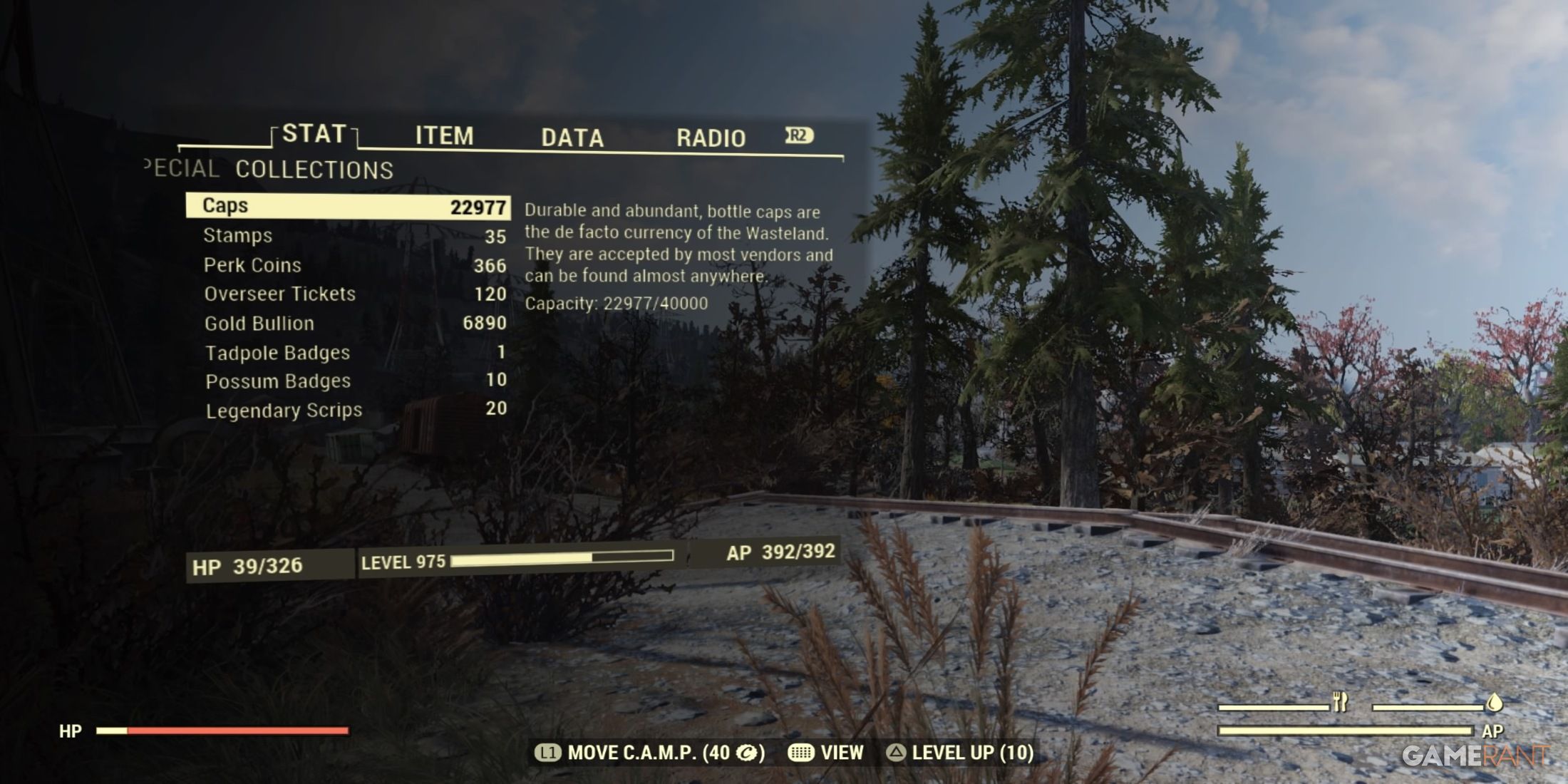 Collections Menu in Fallout 76