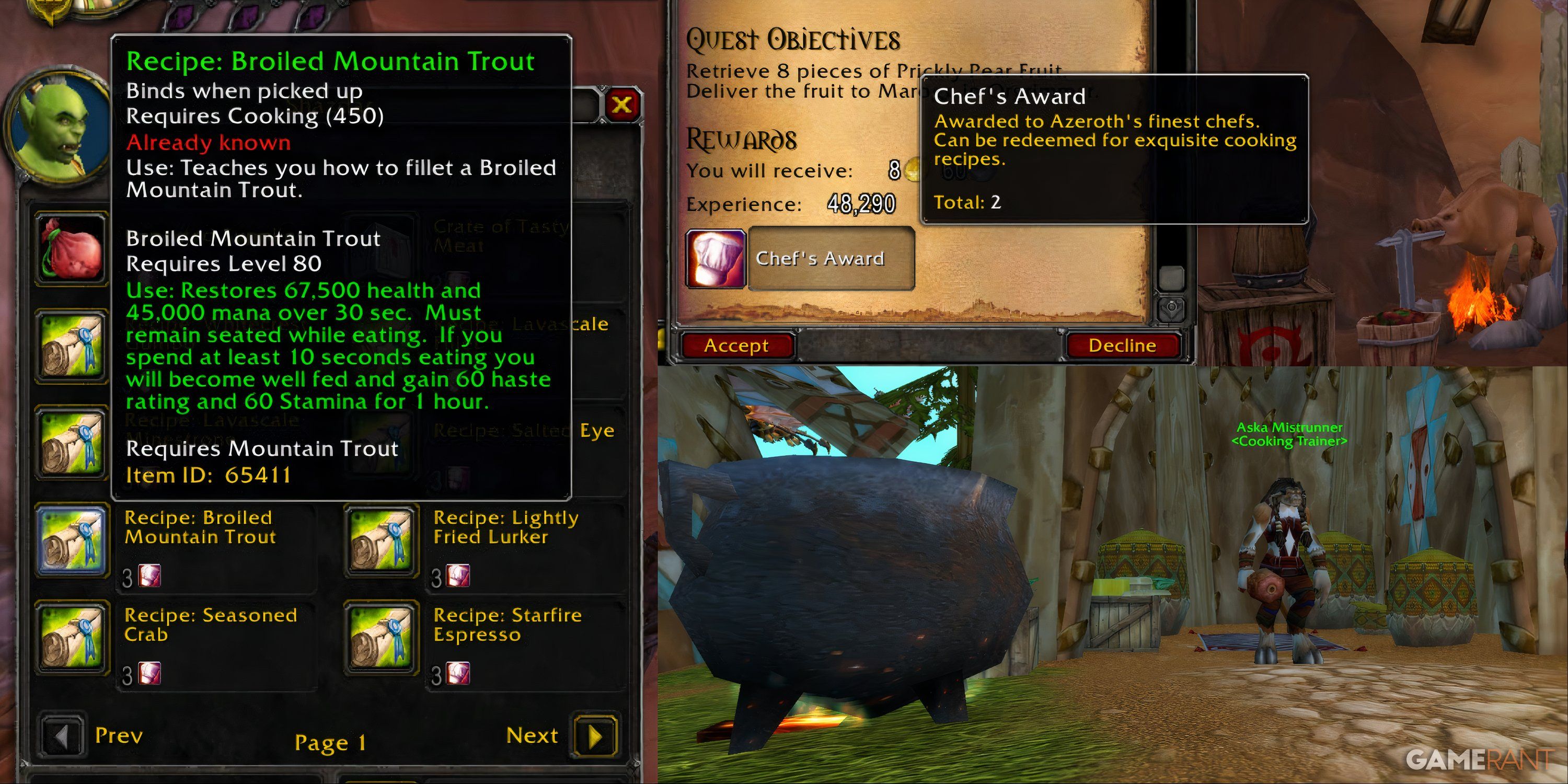 cooking recipes thunder bluff trainers chef's award cataclysm -1