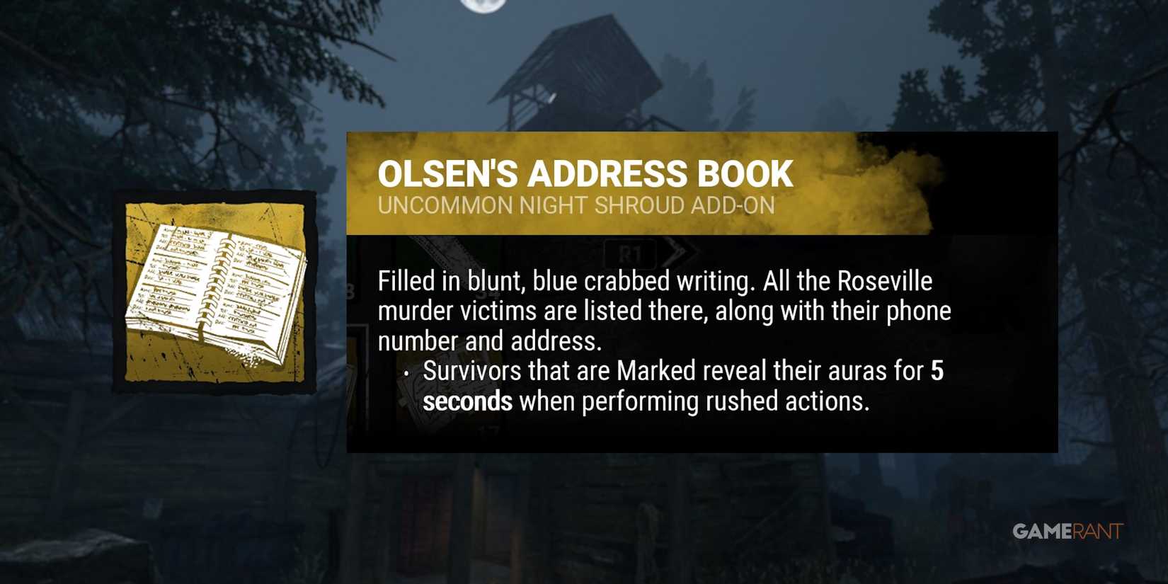 dead by daylight the ghost face olsen's address book addon