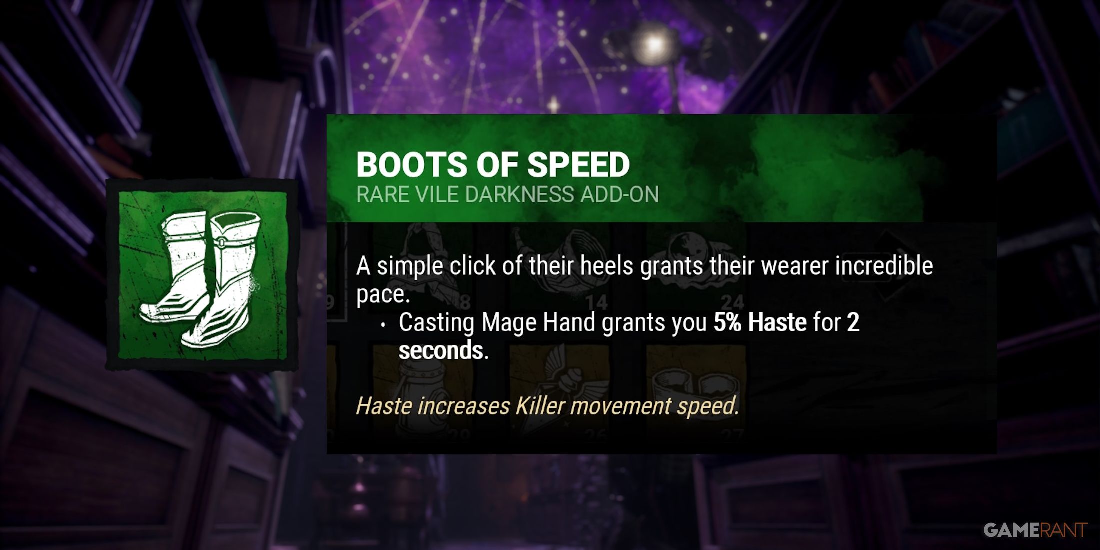 Dead by Daylight: The Lich add-on “Boots of Speed”