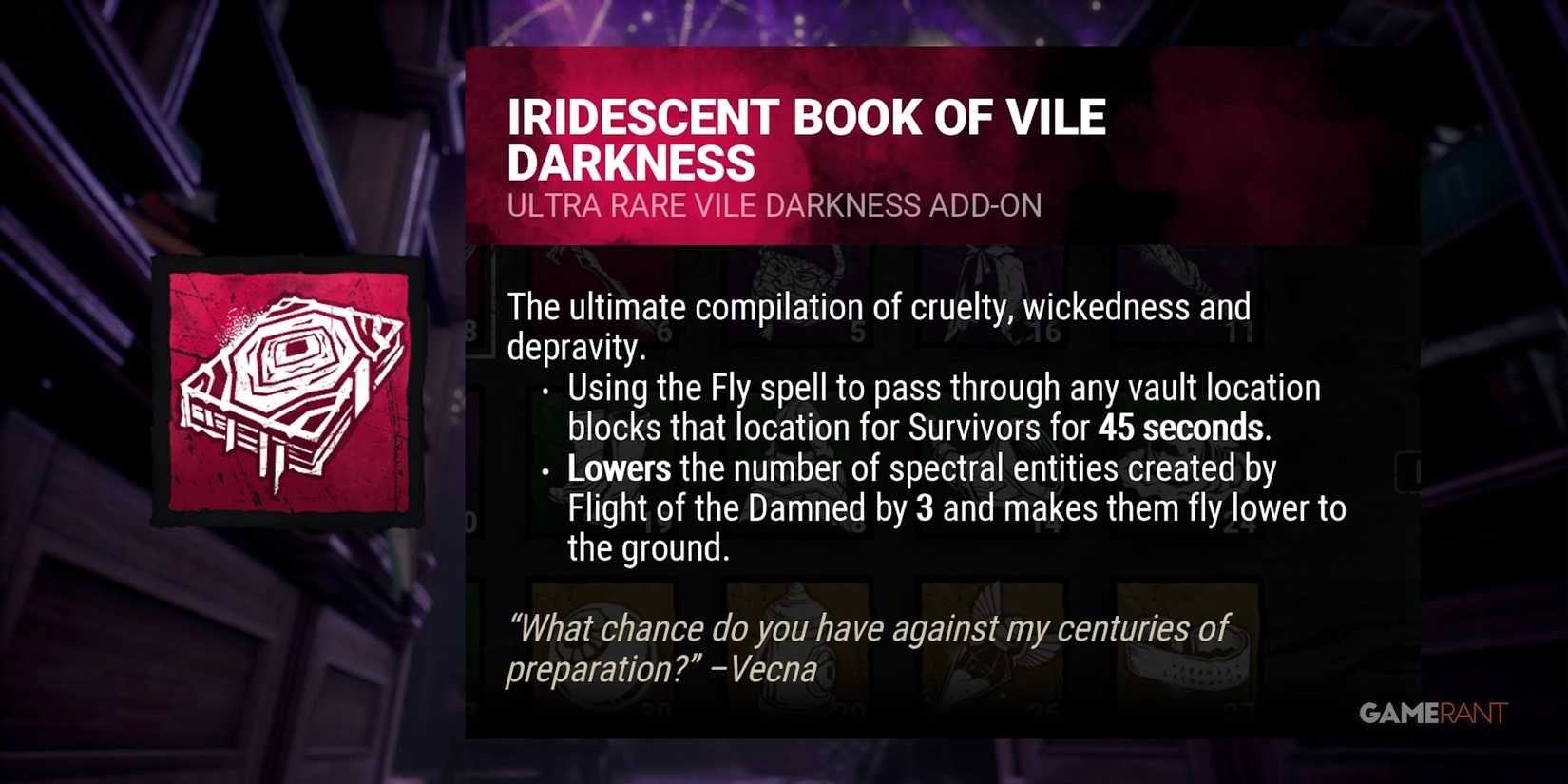 dead by daylight the lich iridescent book of vile darkness addon