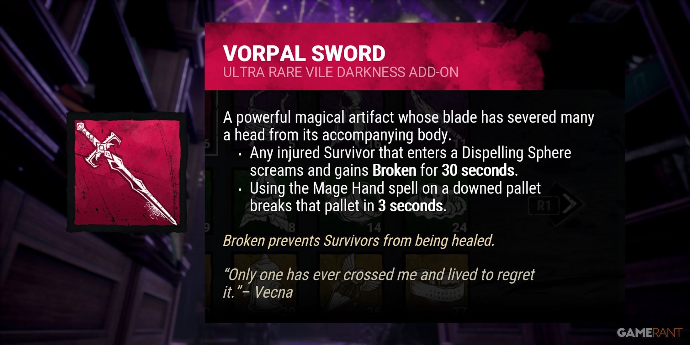 Dead by Daylight: The Lich Vorpal Sword Addon