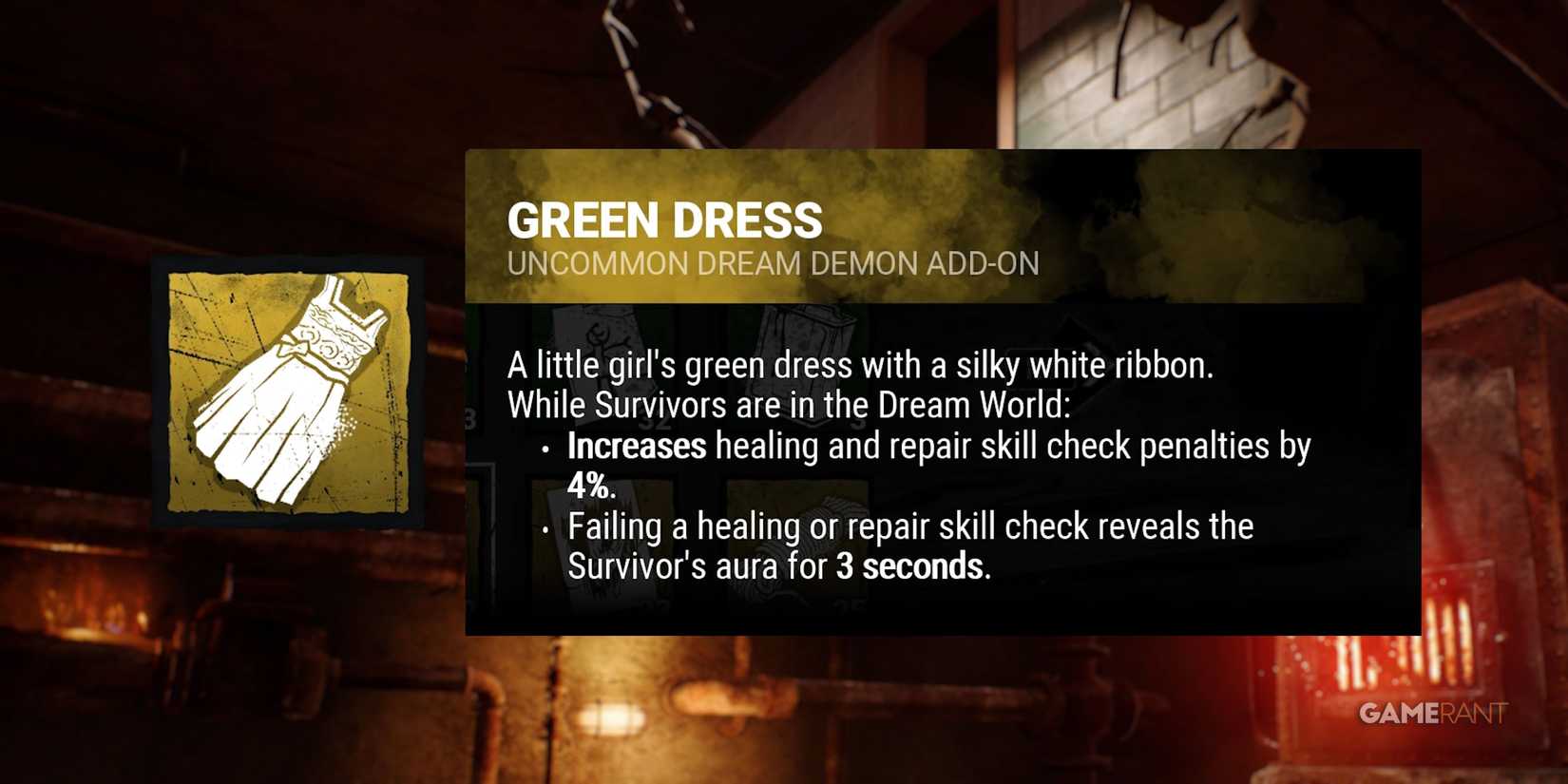 dead by daylight the nightmare green dress addon