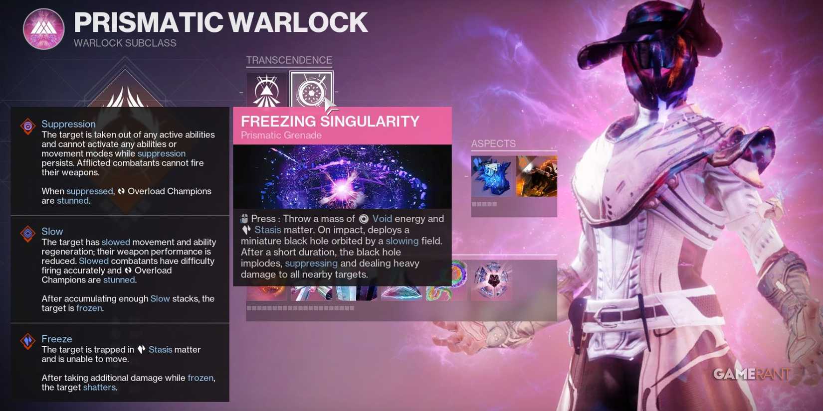 Destiny 2 Prismatic Warlock Freezing Singularity
