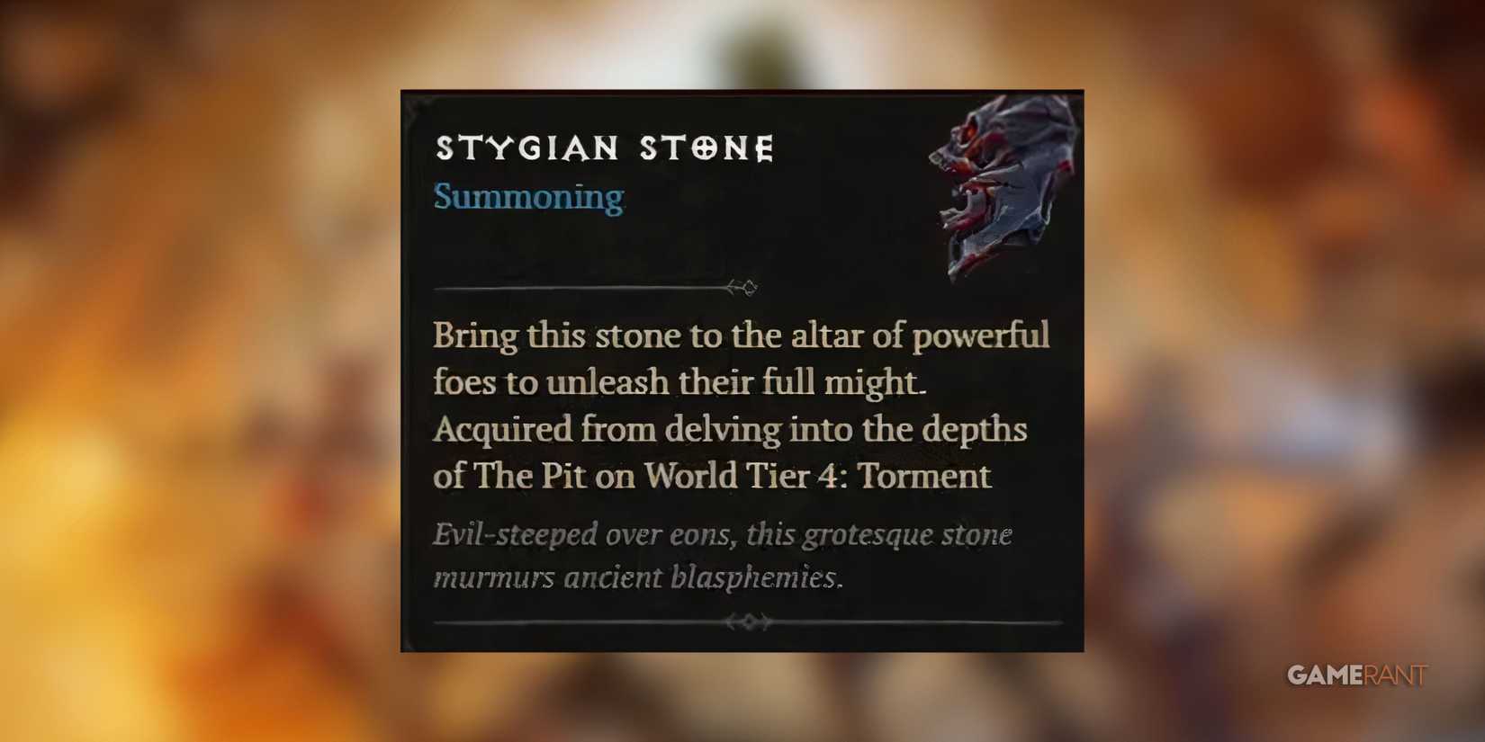 Diablo 4 - Stygian Stones Description