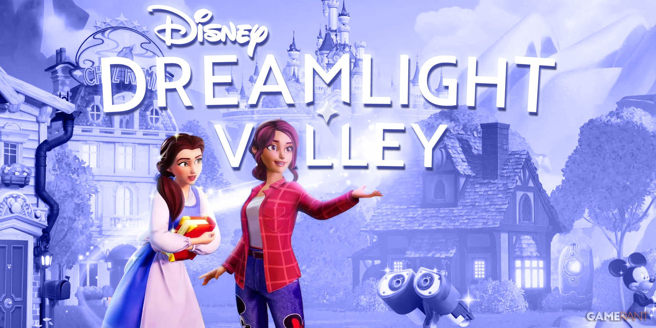 Disney Dreamlight Valley white logo on purple promo key art edit