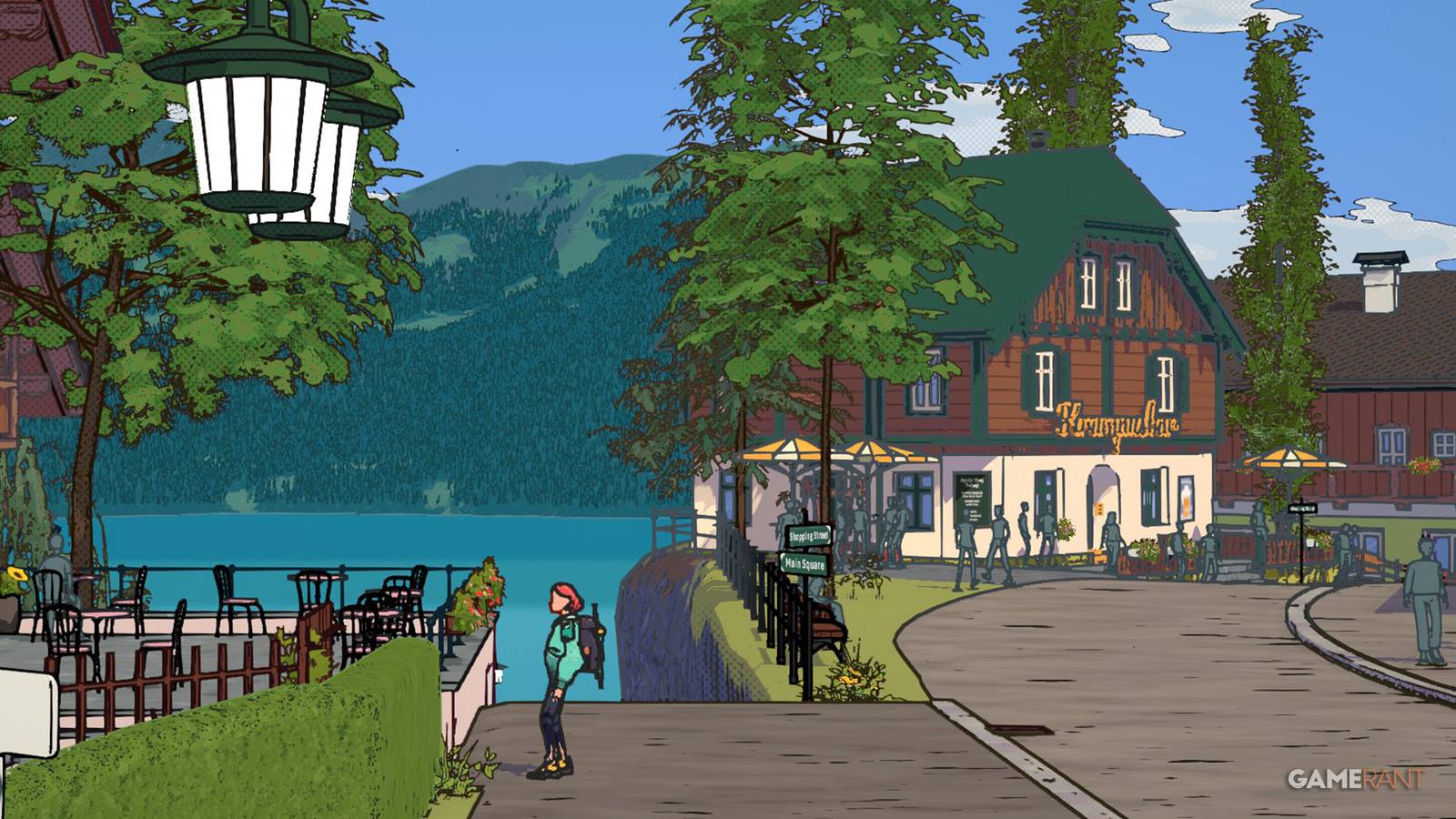 Dungeons of Hinterberg alpha screenshot prologue standing in front of hotel