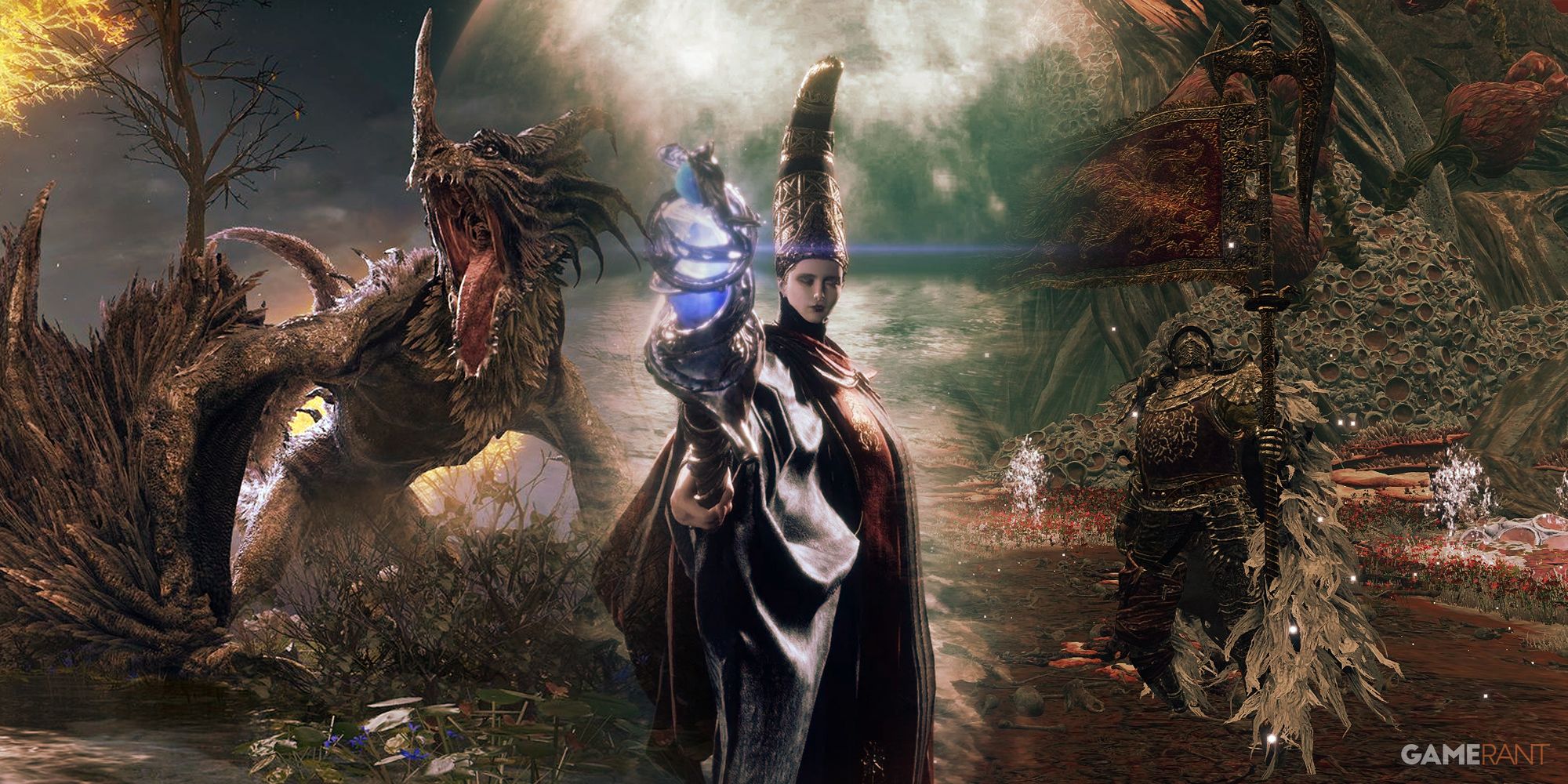 Elden Ring Bosses Flying Dragon Agheel, Rennala, Queen Of The Full Moon, Commander O'Neil