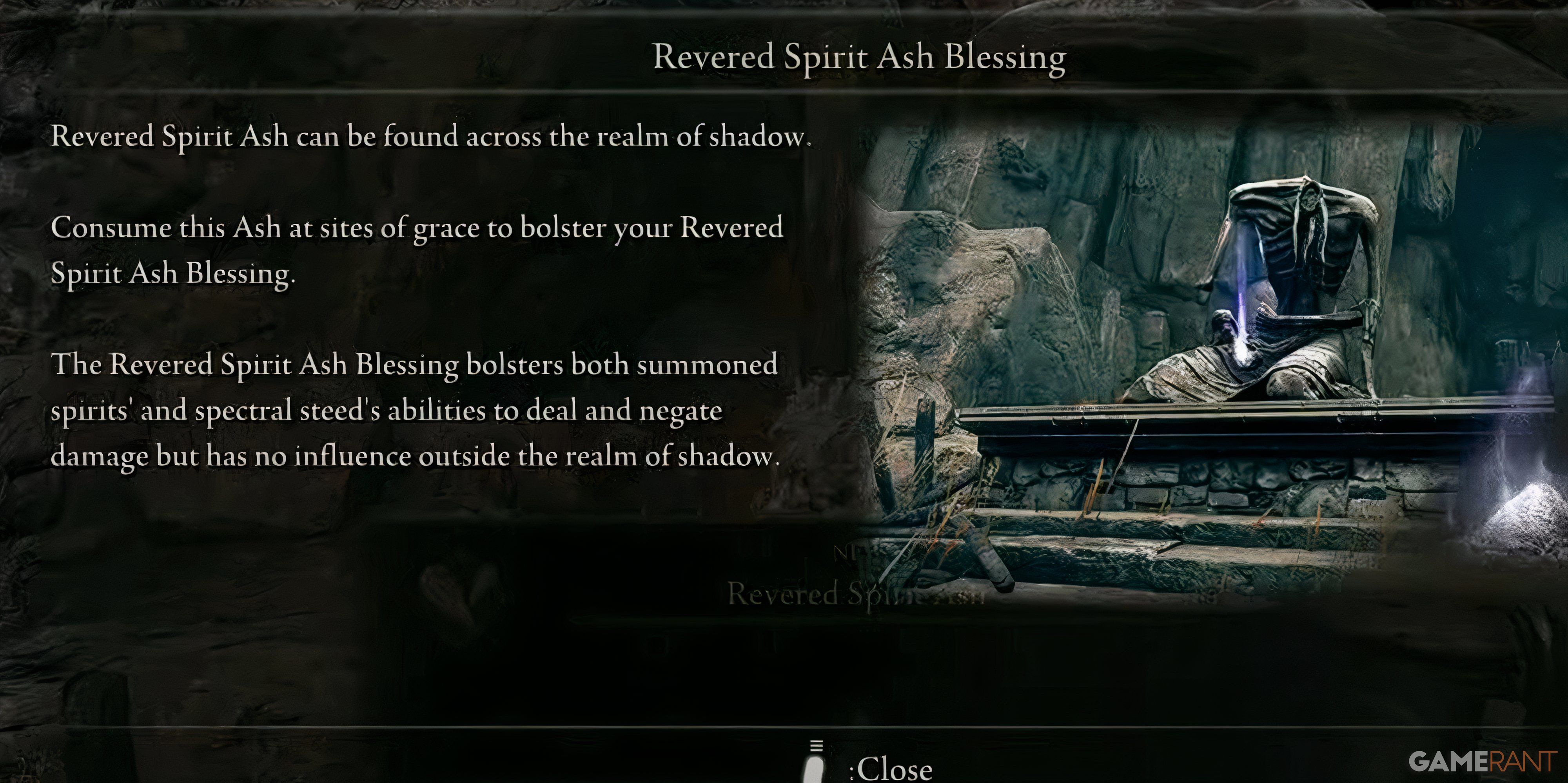 Elden Ring - Revered Spirit Ash Blessing Explanation
