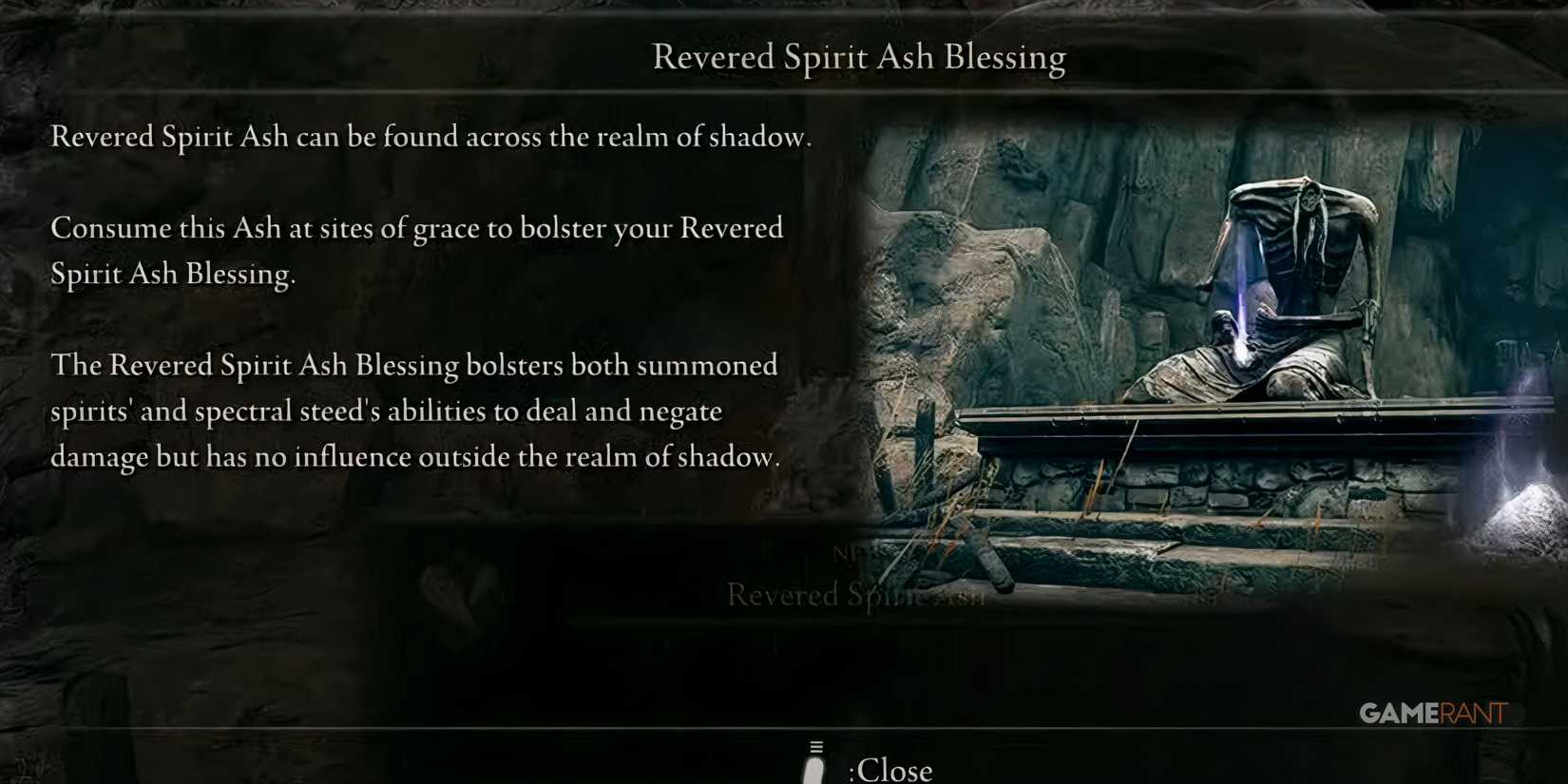 Elden Ring - Revered Spirit Ash Blessing Explanation