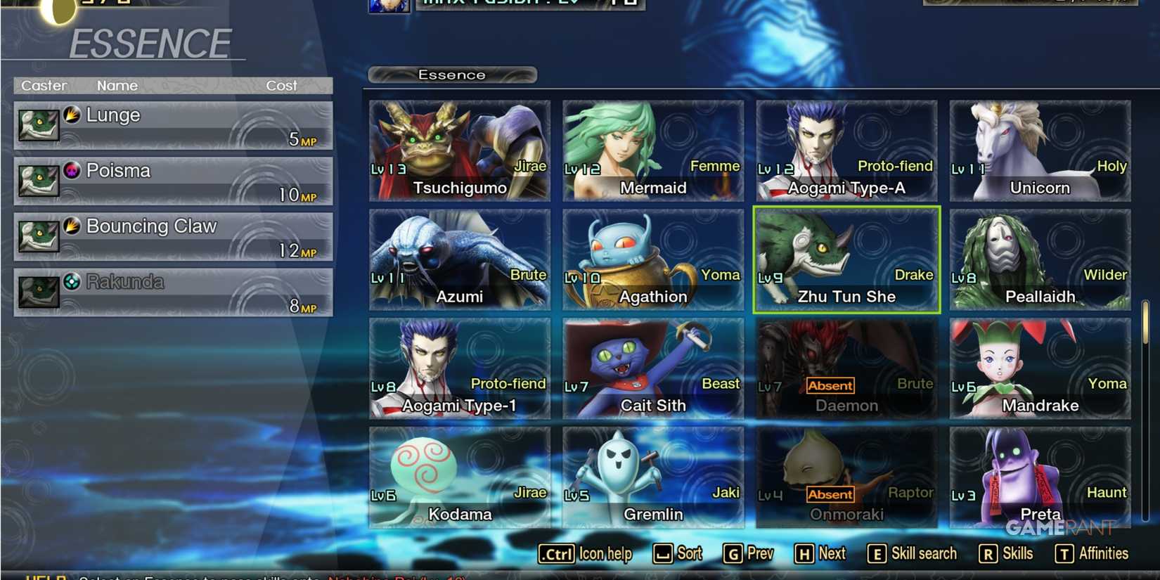 Essence Fusion Screen in Shin Megami Tensei 5 Vengeance