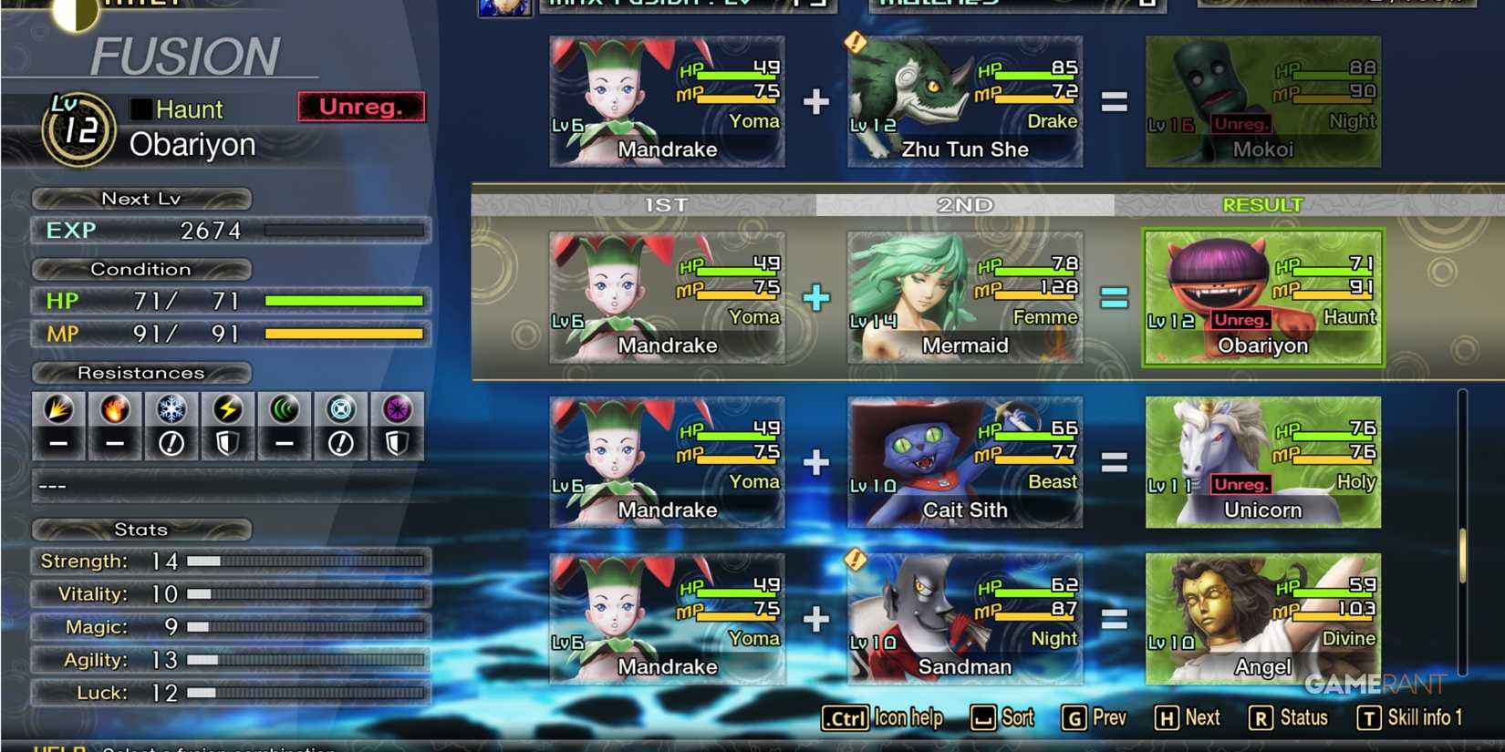 Fusion Screen in Shin Megami Tensei 5 Vengeance