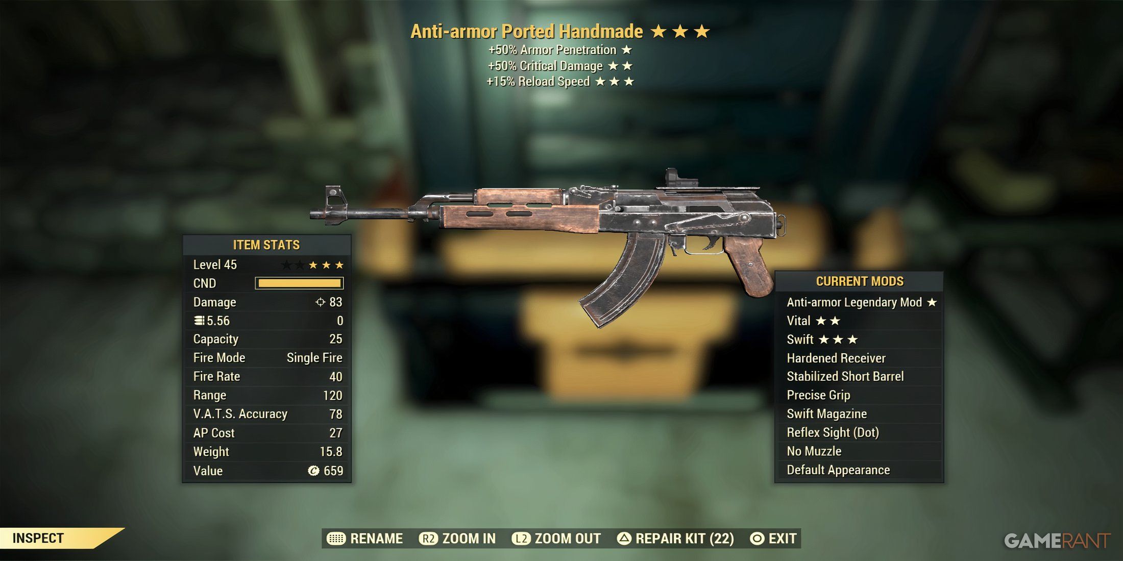Handmade Rifle in Fallout 76