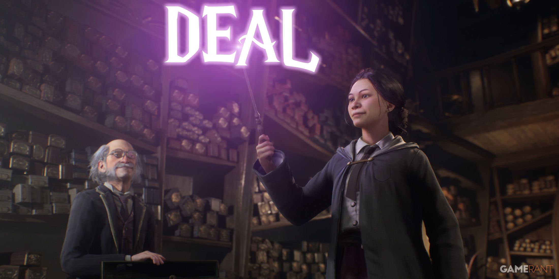 Hogwarts Legacy purple deal spell composite