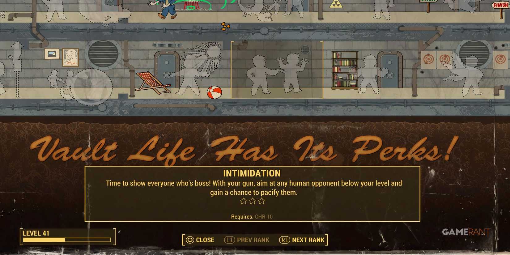 The Intimidation Perk with its description in the perk menu
