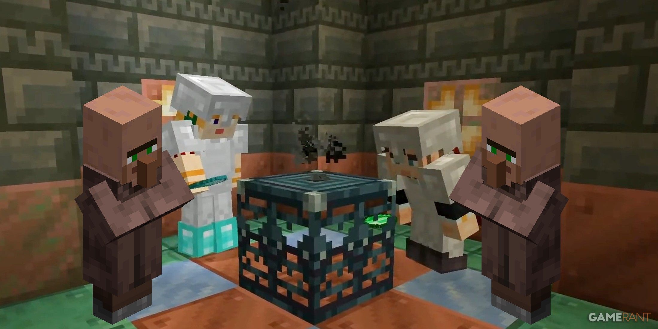 minecraft villagers in a trial chamber