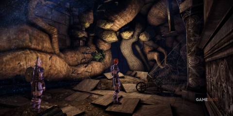 Mahariel and Tamlen discover Elvhenan ruins in the Dalish Elf origin in Dragon Age Origins