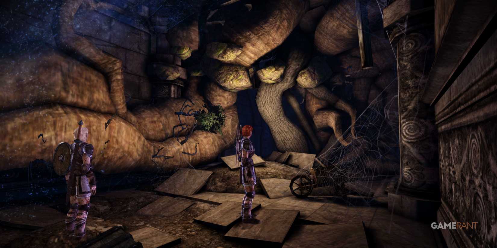 Mahariel and Tamlen discover Elvhenan ruins in the Dalish Elf origin in Dragon Age Origins