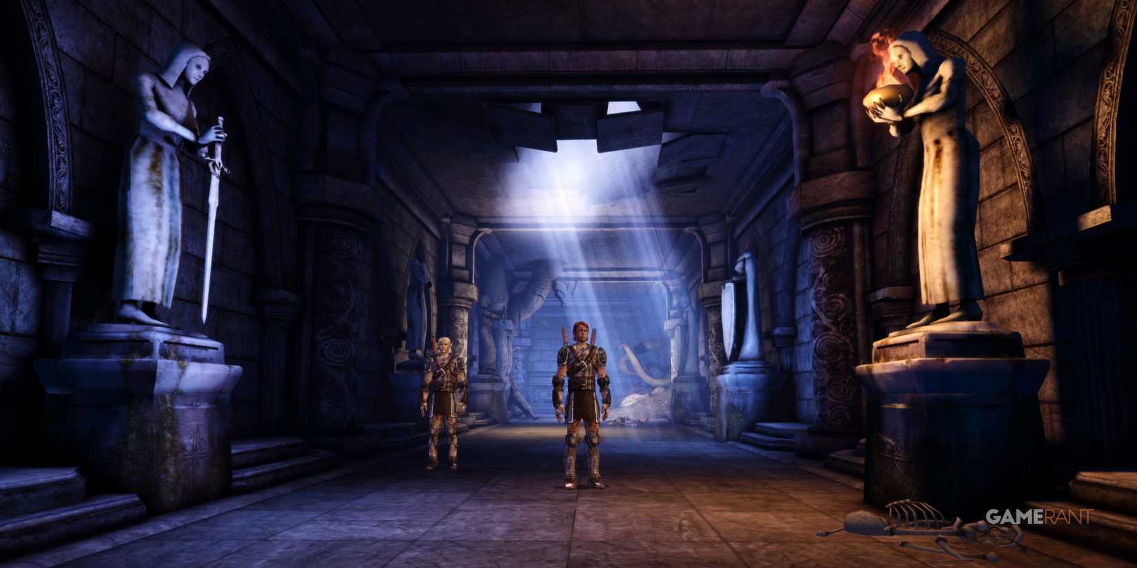 Mahariel and Tamlen explore ruins in the Dalish Elf origin in Dragon Age Origins