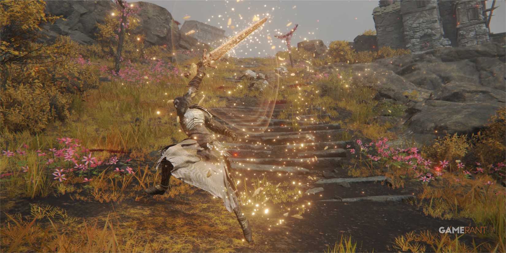 Elden Ring: 10 Best Unique Weapon Skills, Ranked Player spinning a sword with gold power