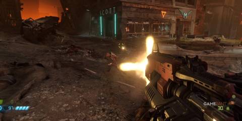 10 Hardest First-Person Shooter Games On The PS5, Ranked Shooting a demon with a large machine gun