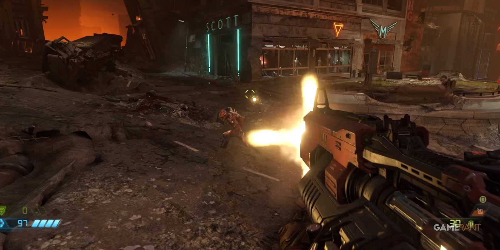 10 Hardest First-Person Shooter Games On The PS5, Ranked Shooting a demon with a large machine gun