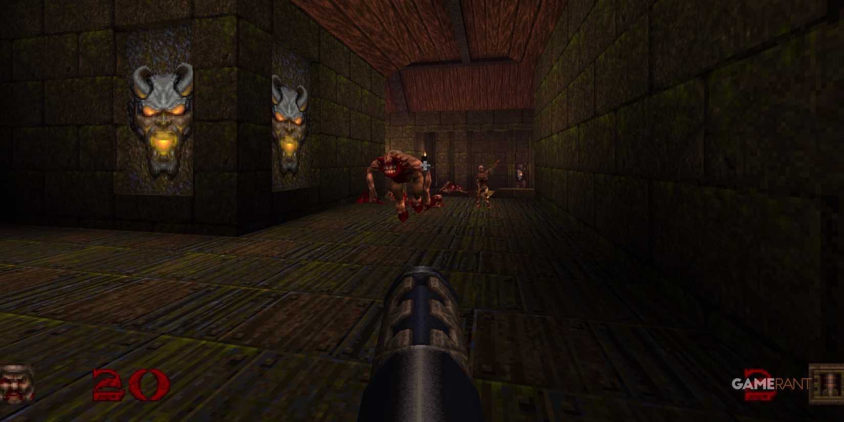10 Hardest First-Person Shooter Games On The PS5, Ranked Shooting a enemy in Quake with a grenade launcher