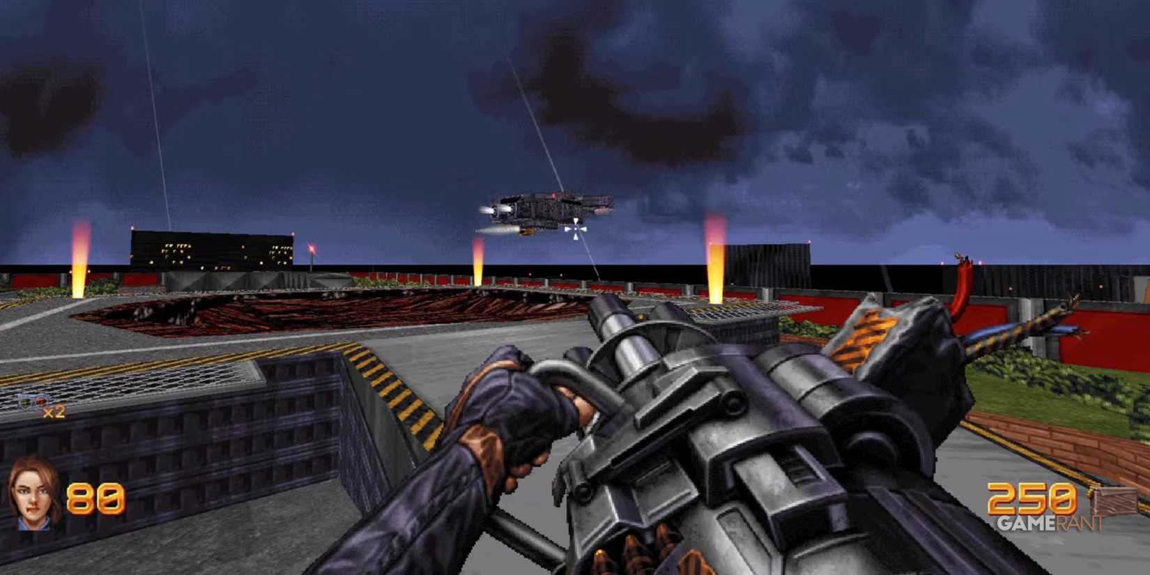 10 Hardest First-Person Shooter Games On The PS5, Ranked Aiming a large chain gun at a flying vehicle 