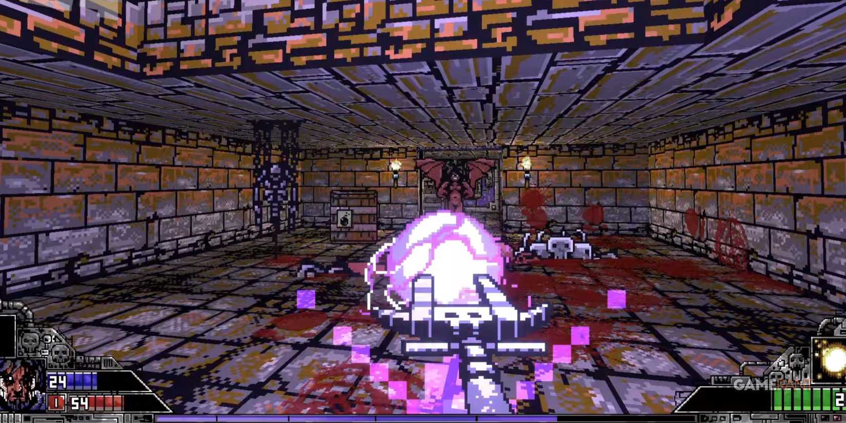 10 Hardest First-Person Shooter Games On The PS5, Ranked Shooting a demon with a powerful spell weapon 