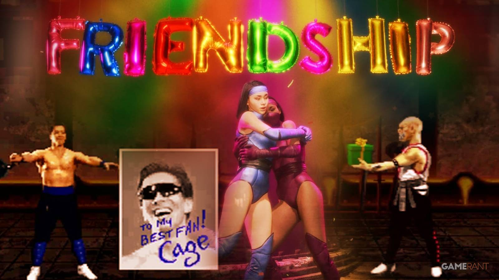 Mortal Kombat Friendship finishers Johnny Cage, Kitana, Baraka