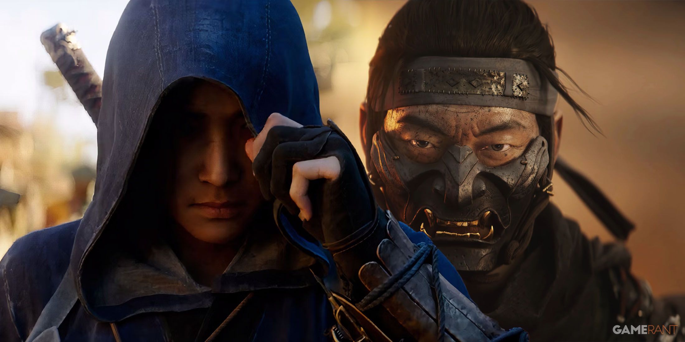 Naoe from Assassin's Creed Shadows and Jin Sakai from Ghost of Tsushima