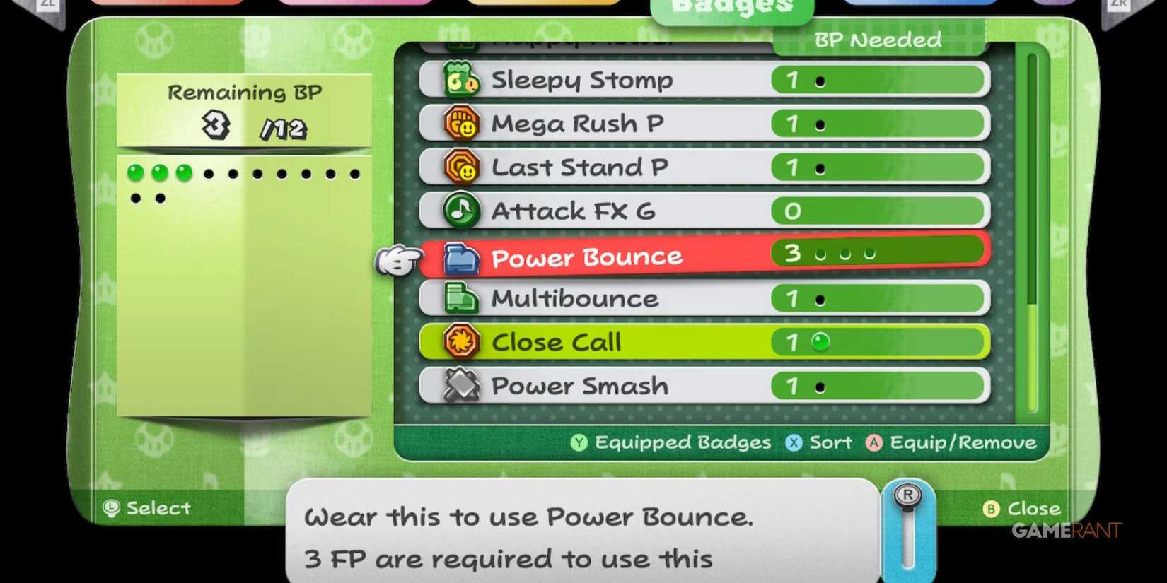 paper mario the thousand year door - power bounce bp cost