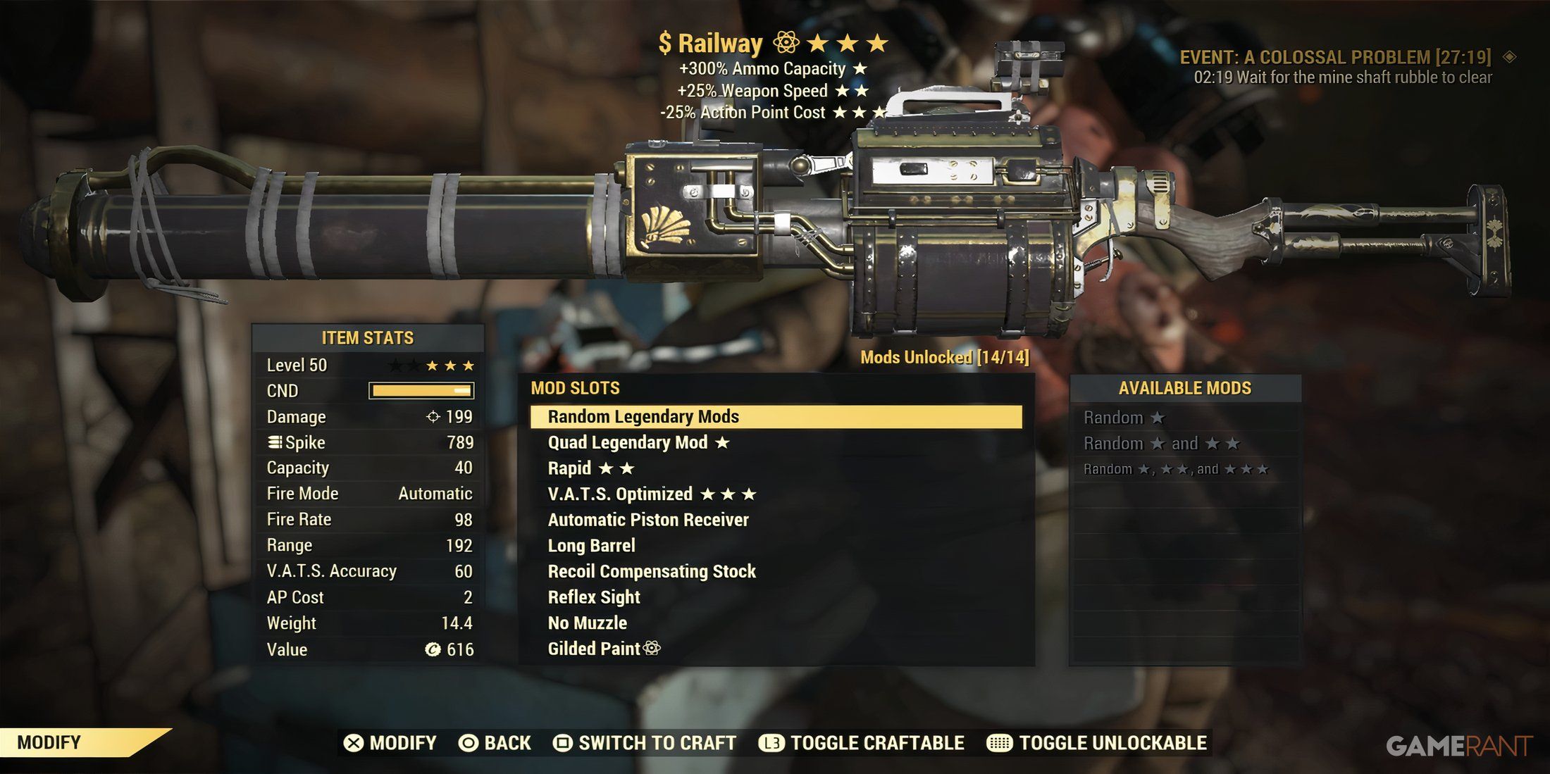 Quad Railway Rifle in Fallout 76