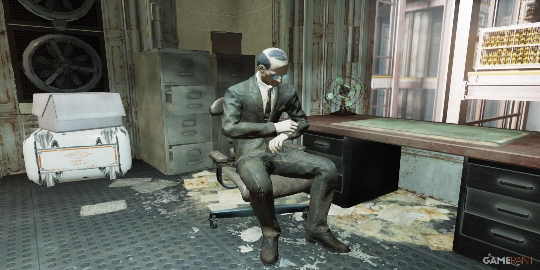 Regs Sitting in A Chair in Fallout 76