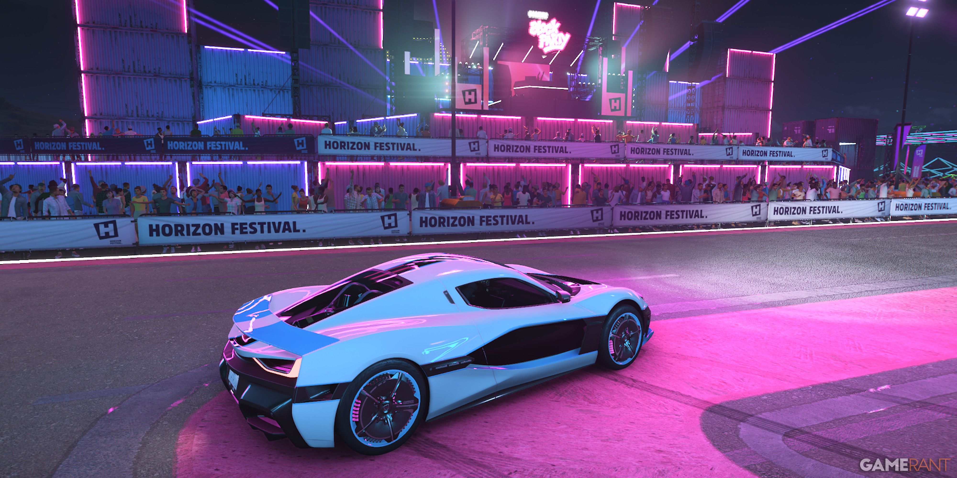 Forza Horizon 5 Rimac Concept Two At Night Covered In Neon Lights