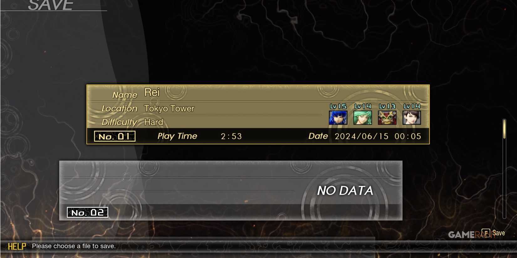 Save Screen in Shin Megami Tensei 5 Vengeance