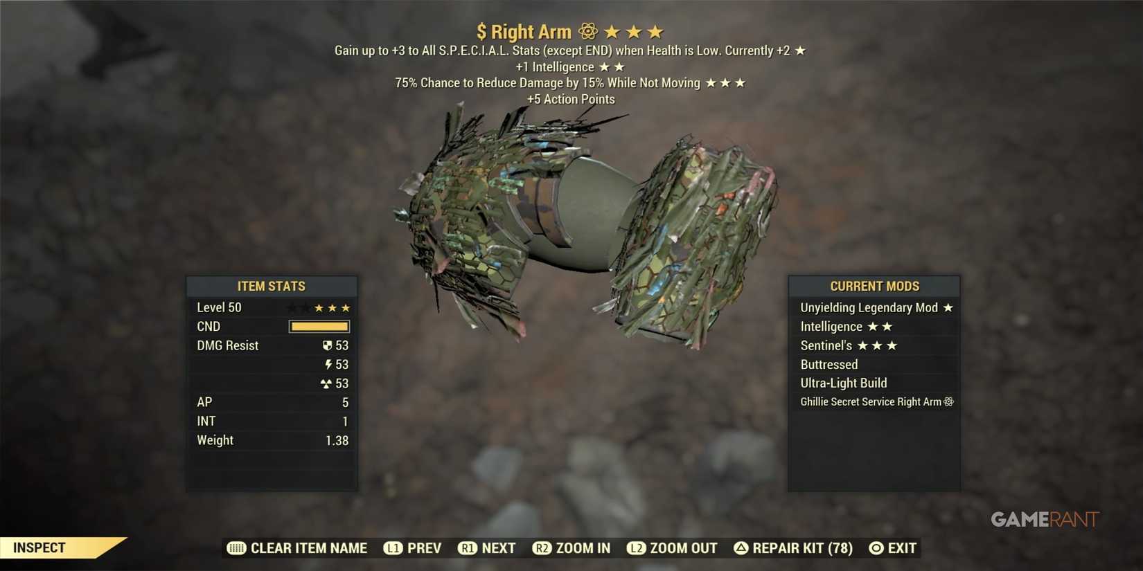 Secret Service Armor Piece in Fallout 76