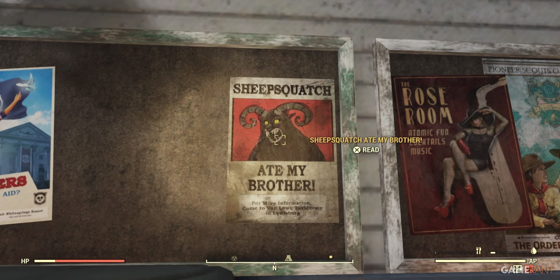 Sheepsquatch Poster in Fallout 76