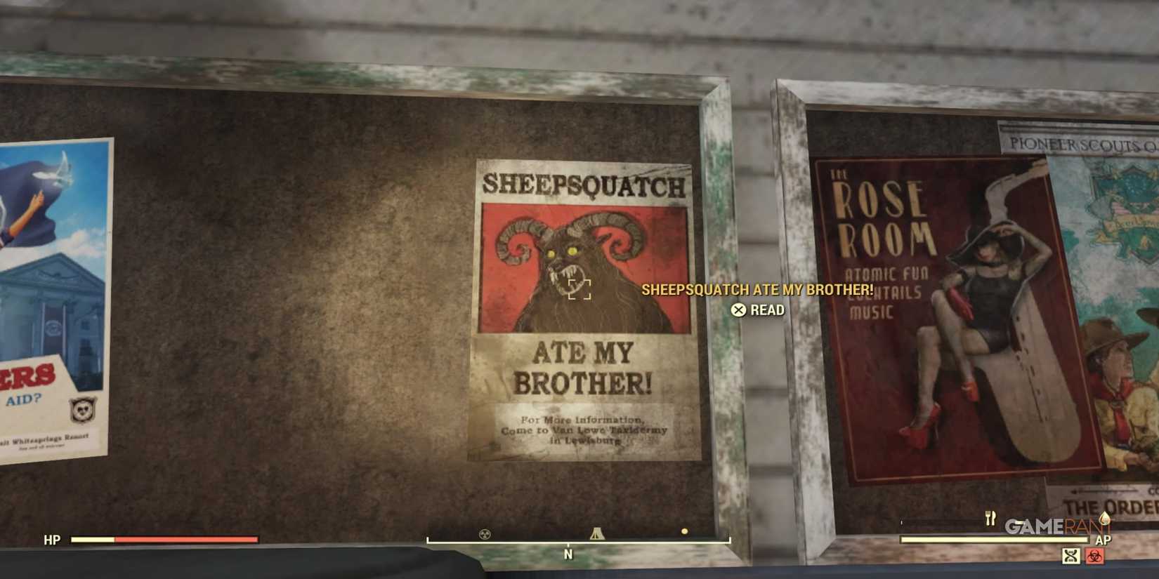 Sheepsquatch Poster in Fallout 76