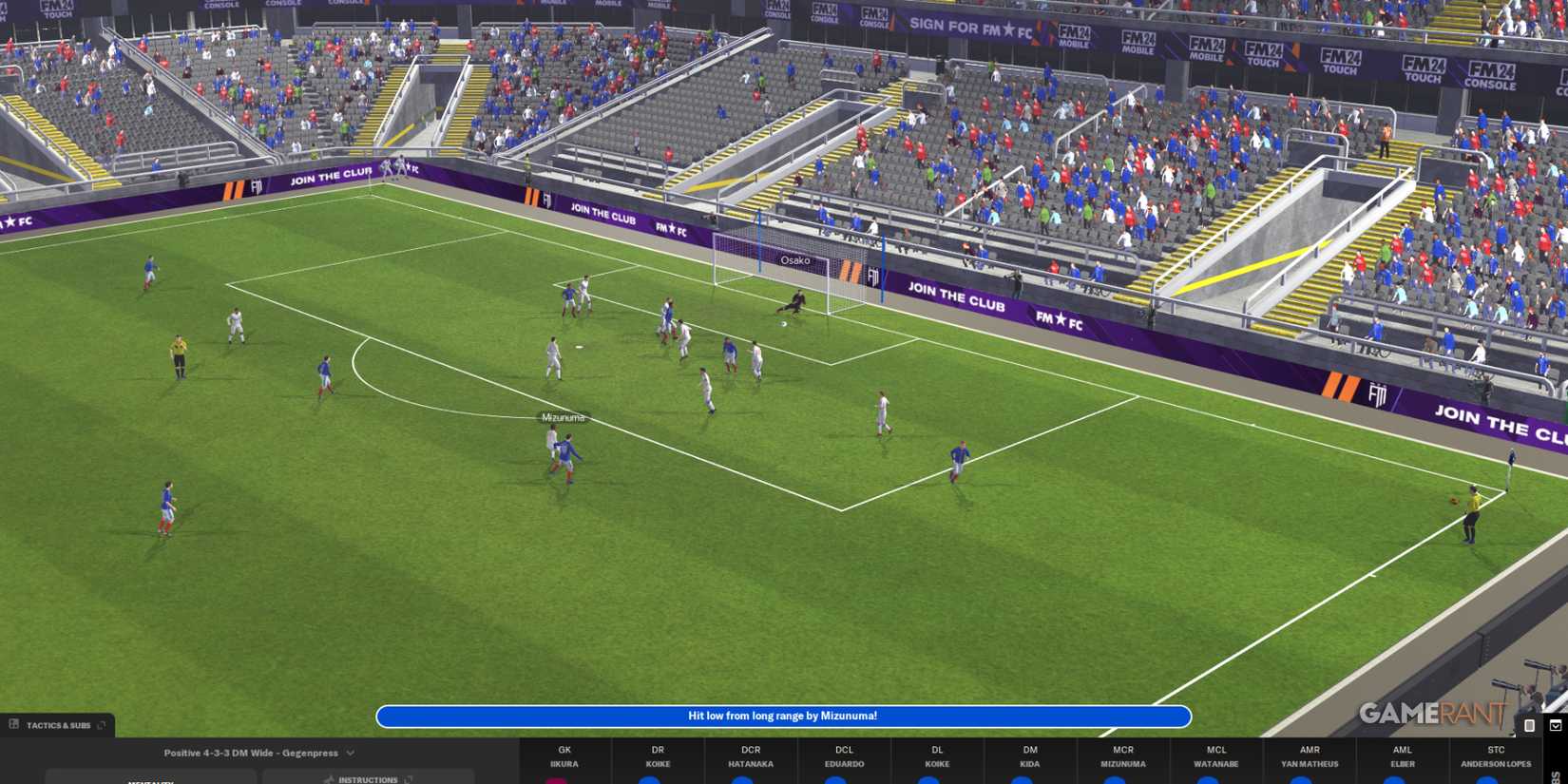 Soccer game in Football Manager 2024