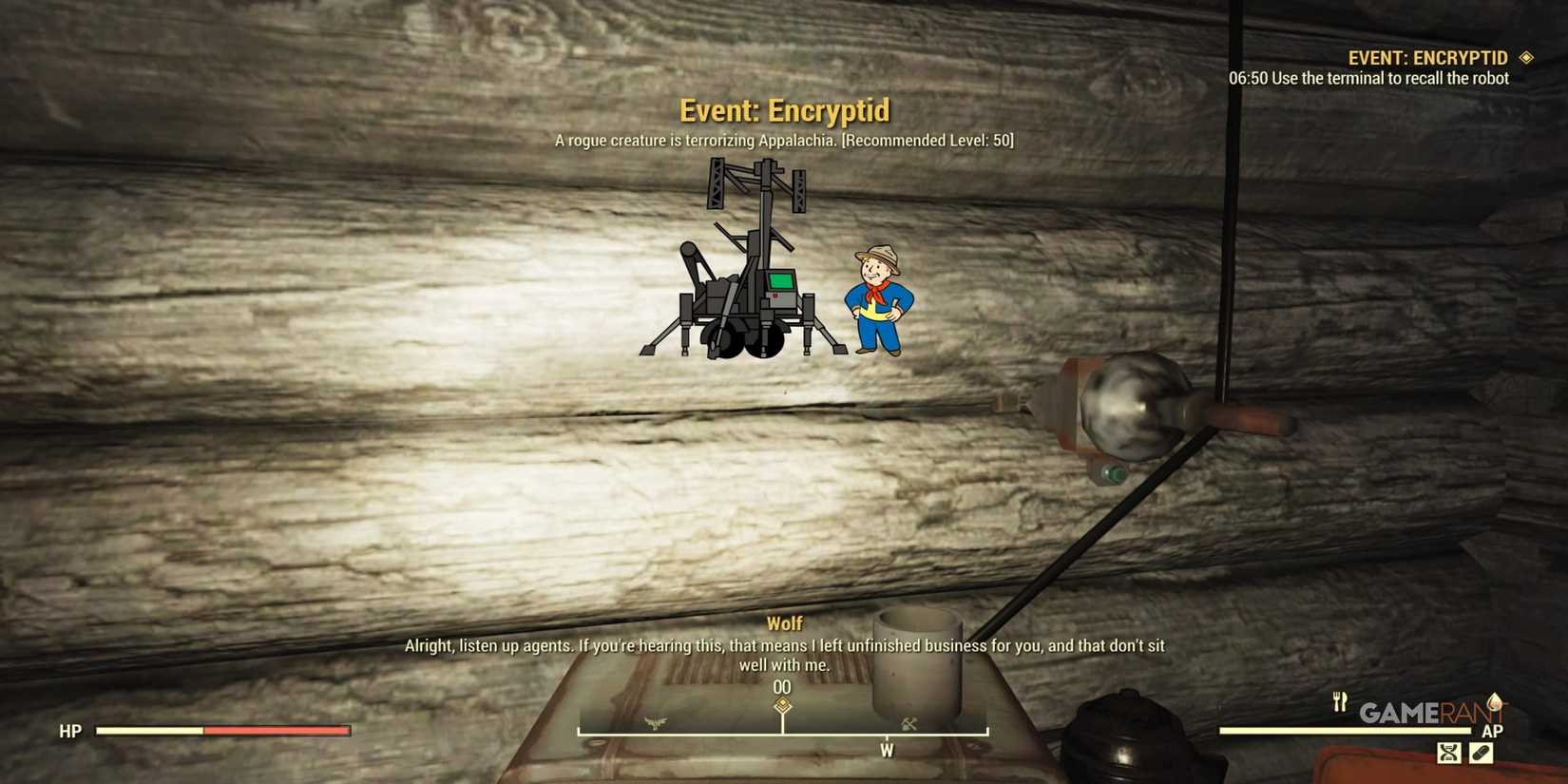 Starting Encryptid in Fallout 76