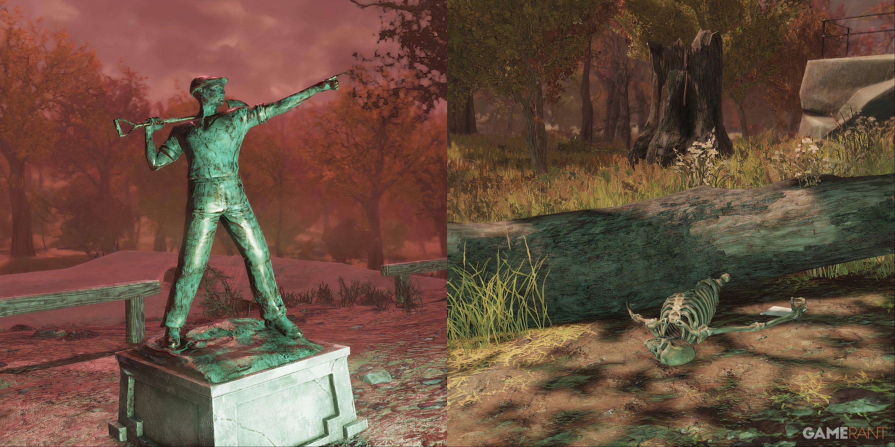 Steel Jack Statue and Skeleton in Fallout 76