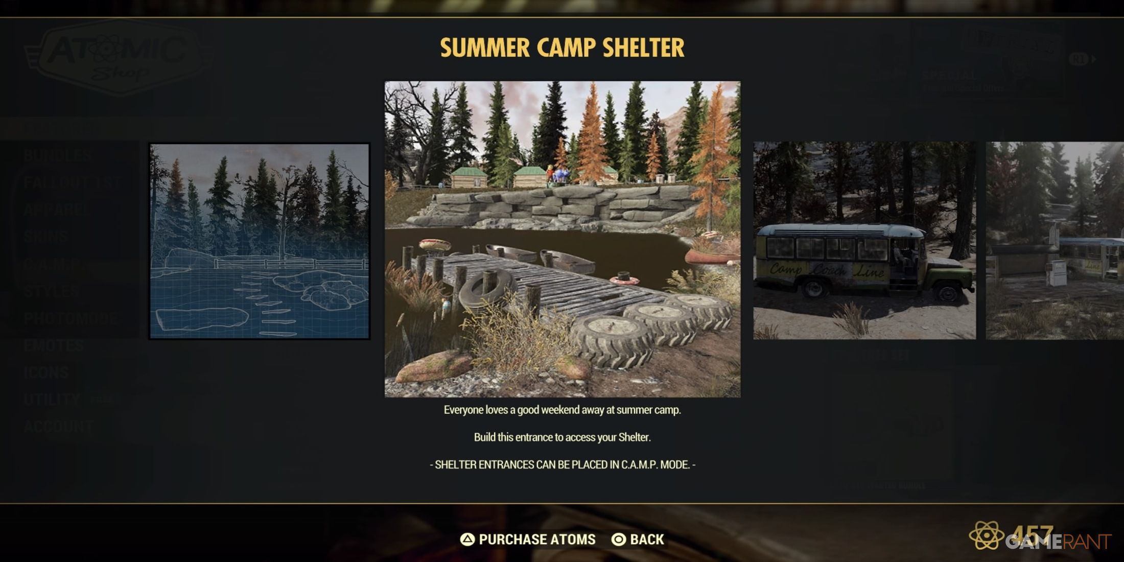 Summer CAMP Shelter in Atomic Shop Fallout 76