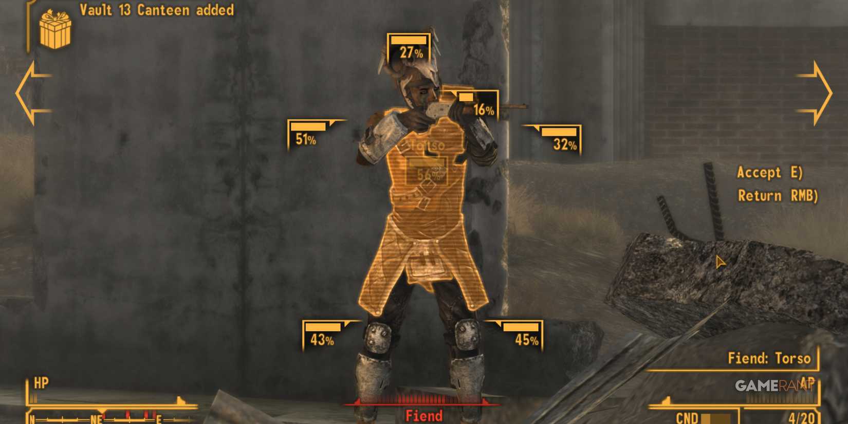 The Courier using VATS in Fallout New Vegas