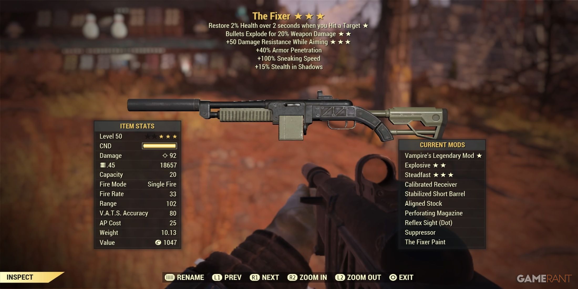 The Fixer Stats in Fallout 76